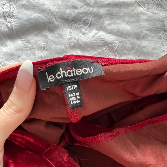 Crushed Red Velvet Formal Dress - Picture 4 of 4